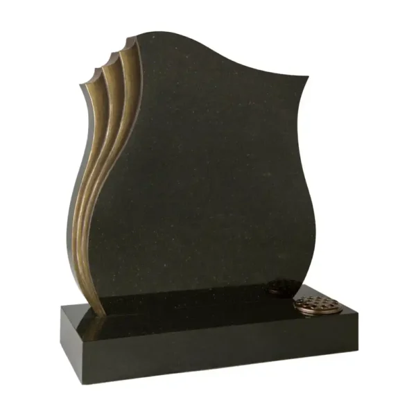 Modern designed Memorial with hand tooled rebates flowing down the left edge of the memorial with a rectangular base.