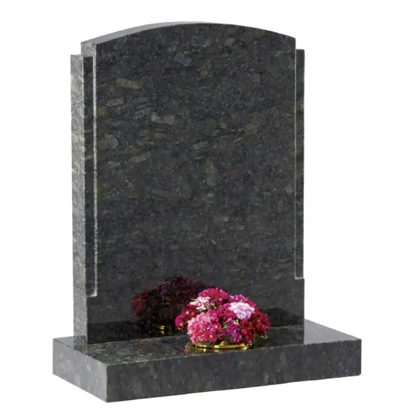 Oval Shaped Top Memorial with polished rebates to the sides with a rectangular base