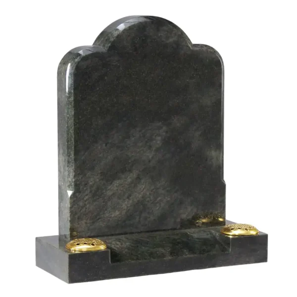 Round Shaped Top Memorial with rounded shoulders and stopped moulded sides with a centre splayed base with two flower holes