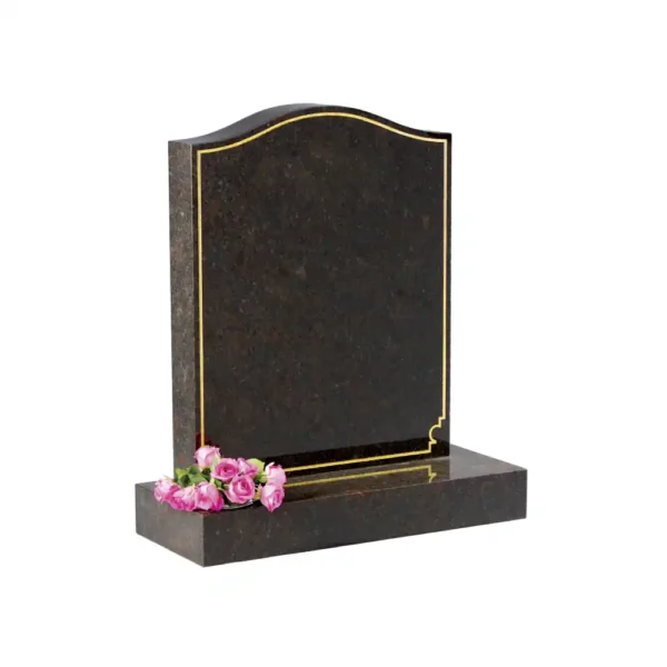 Ogee Shaped Top Memorial with a gilded pin line and a rectangular base